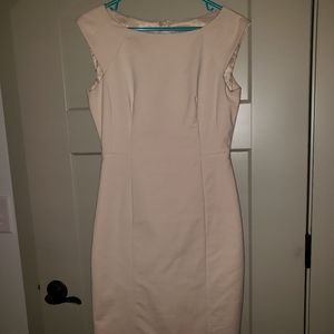 Cream, Knee-Length, Boat Neck Cocktail Dress